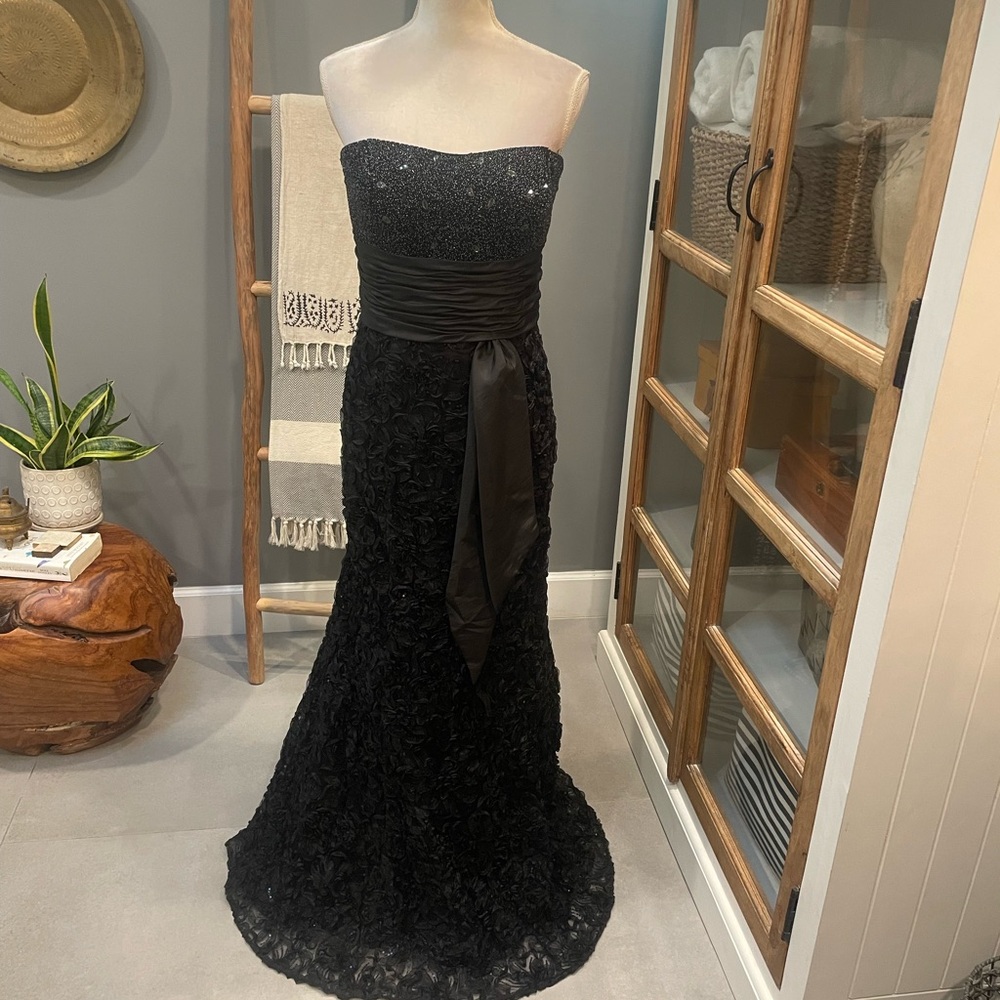 Vintage Montage by Mon Cheri Black Strapless Dress